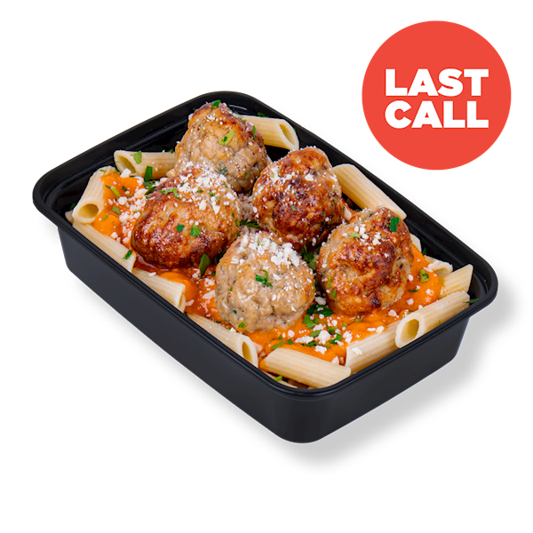Tomato Cream Penne & Meatballs